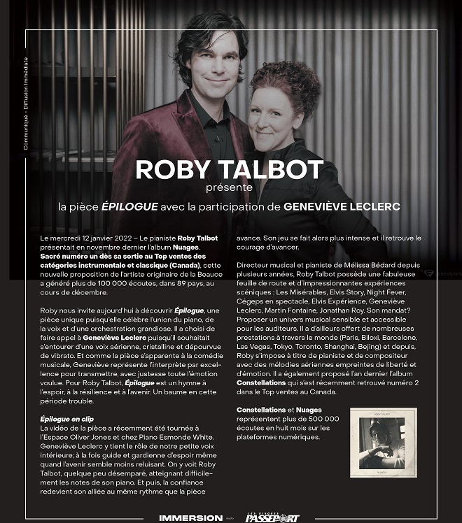 ROBY TALBOT présente Épilogue avec la participation de Geneviève Leclerc